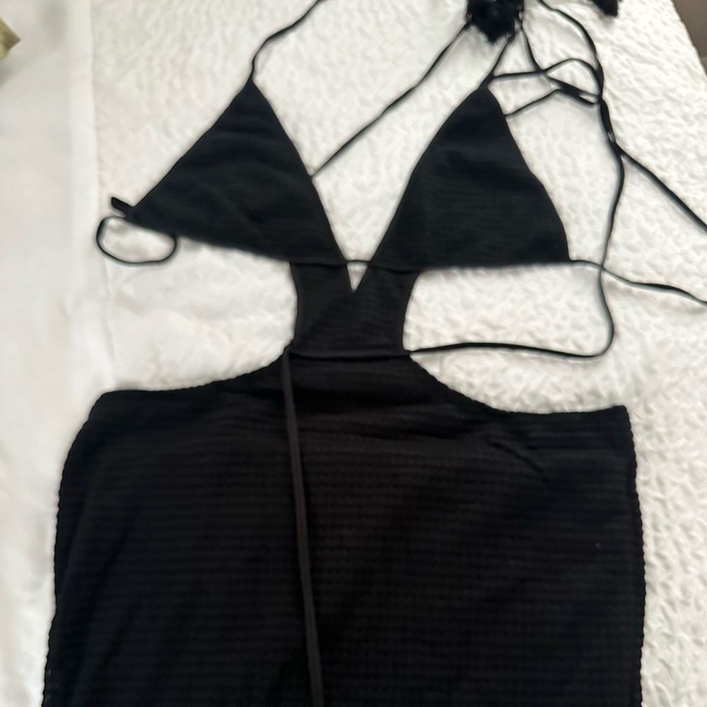 Black knitted bikini dress midi #knitbikini